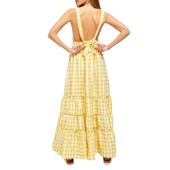 FREE PEOPLE Beach Club Sunshine Combo Halter Maxi Dress - Black Tie Removed - Picture 5 of 16